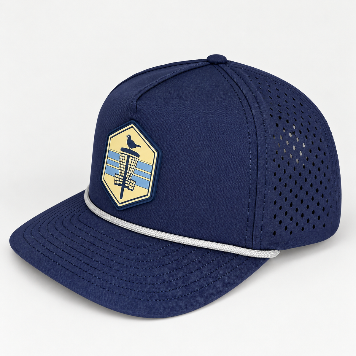 Blue Shield PVC Patch Rope Hat - Navy - three-quarter view