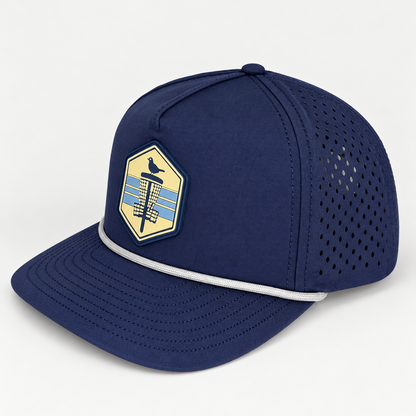 Blue Shield PVC Patch Rope Hat - Navy - three-quarter view