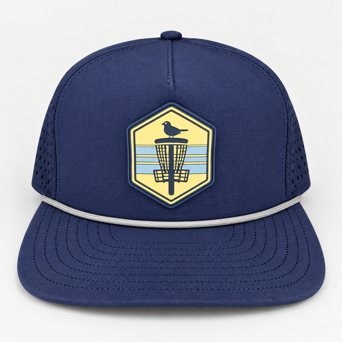Blue Shield PVC Patch Rope Hat - Navy - elevated front view