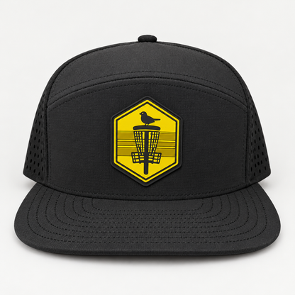 Mustard Shield PVC Patch Flat Bill Hat - Black - front