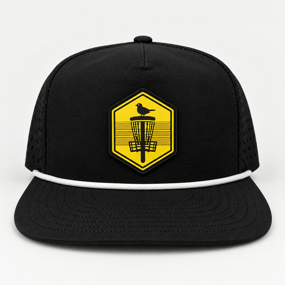 Mustard Shield PVC Patch Rope Hat - Black - front