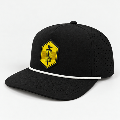Mustard Shield PVC Patch Rope Hat - Black - three-quarter view
