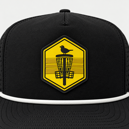Mustard Shield PVC Patch Rope Hat - Black - patch close-up