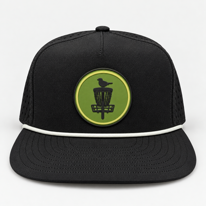 Olive Classic PVC Patch Rope Hat - Black - front