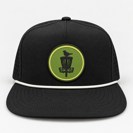 Olive Classic PVC Patch Rope Hat - Black - front