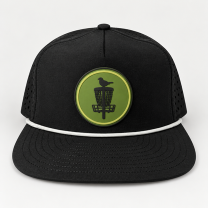 Olive Classic PVC Patch Rope Hat - Black - elevated front view