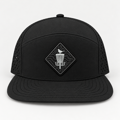 Topo Blackout PVC Patch Flat Bill Hat - Black - front