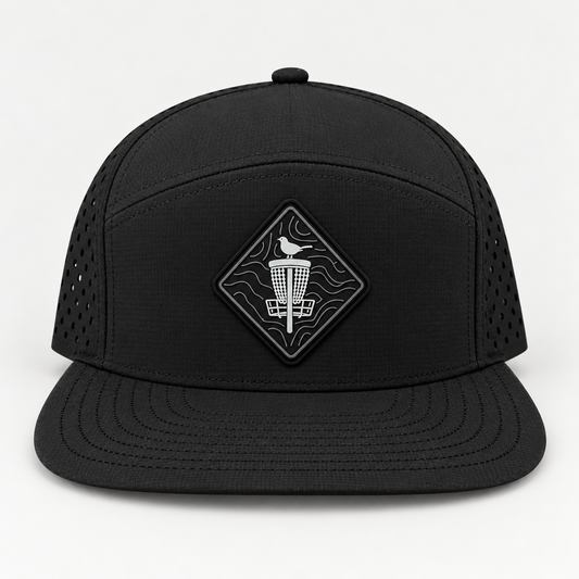 Topo Blackout PVC Patch Flat Bill Hat - Black - front