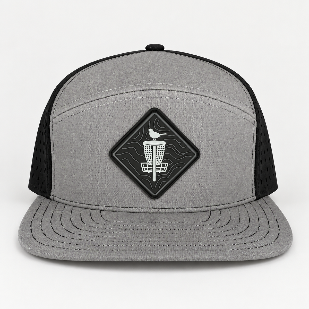 Topo Blackout PVC Patch Flat Bill Hat - Black/Grey - front
