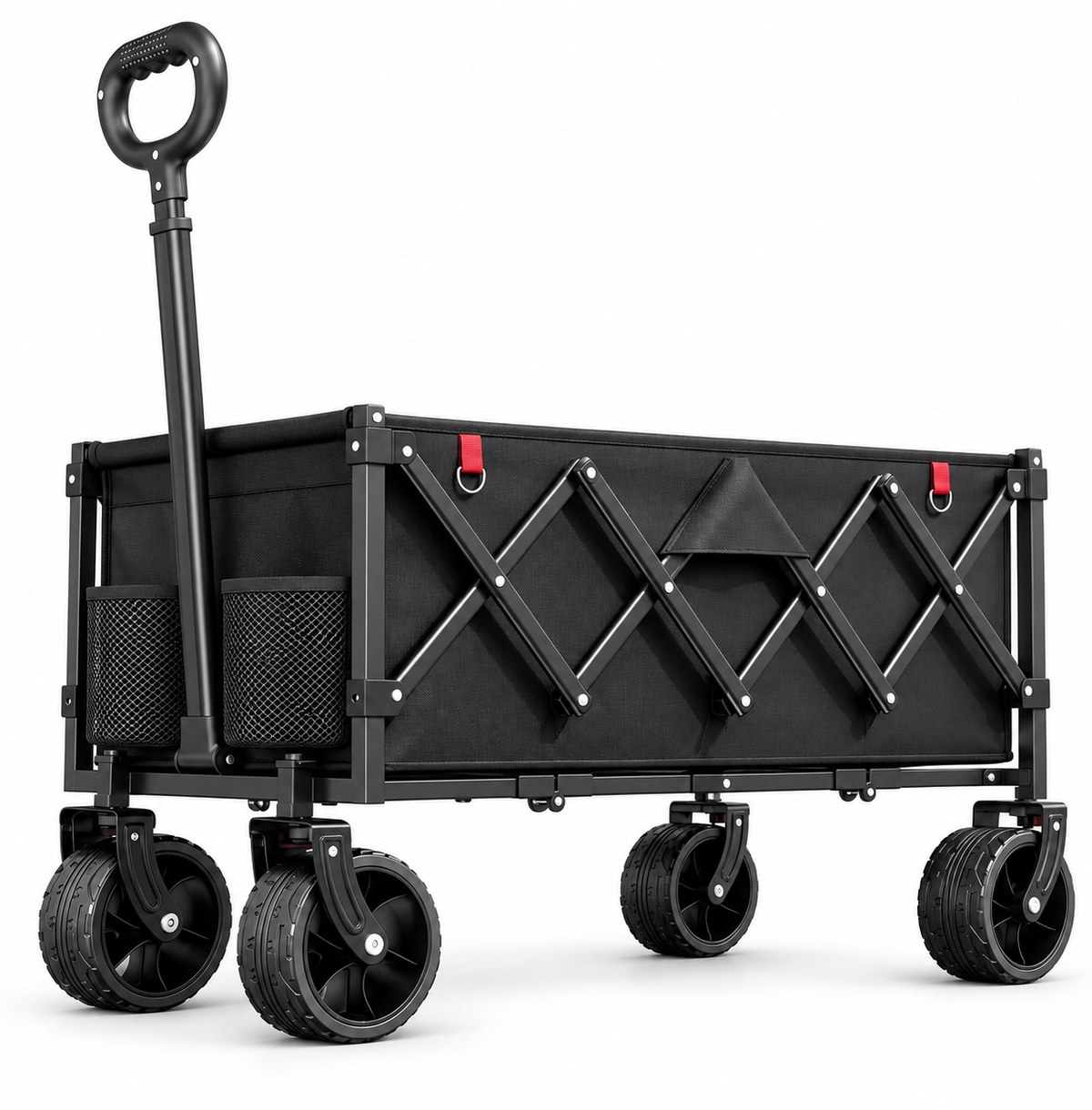 Collapsible baseball gear wagon that folds flat in seconds and weighs 11 lb, fits in a car trunk